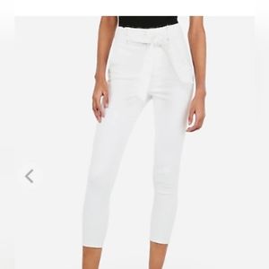 high rise, paper bag white jean leggings by EXPRESS size 6